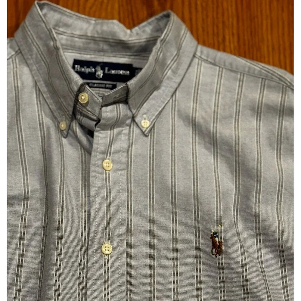 Vintage Polo Ralph Lauren Chambray Yarmouth Oxford Shirt L Cotton OCBD Ivy 90s